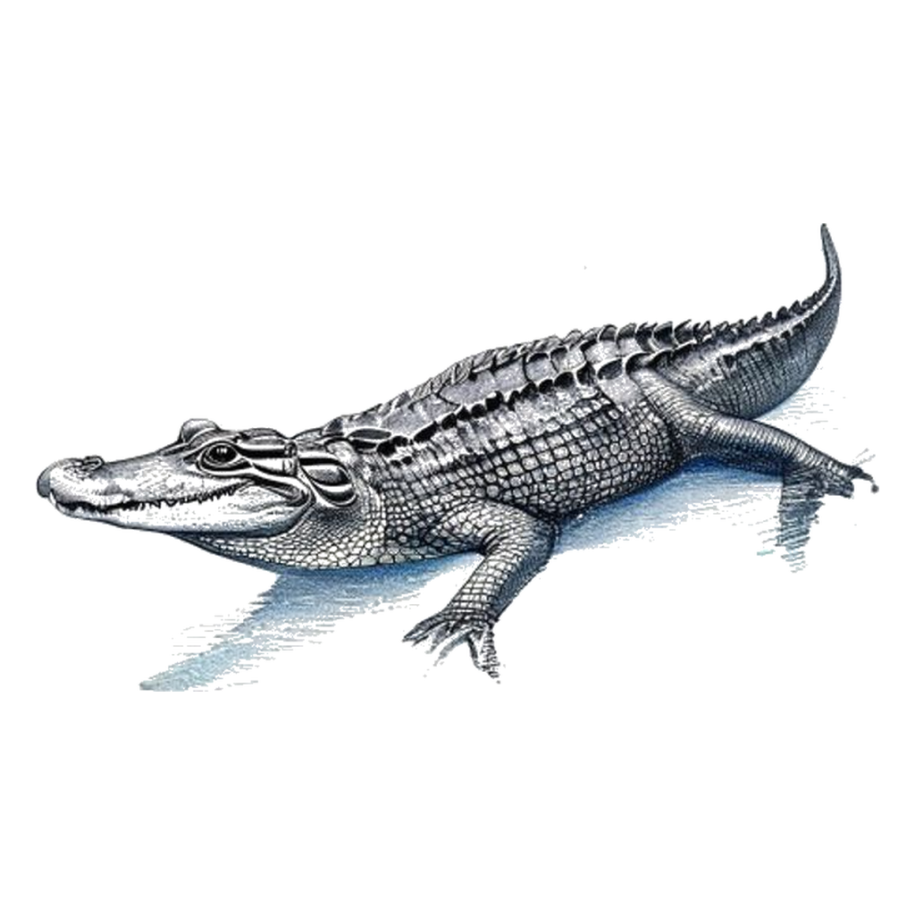 Blue sketch illustration of Alligator