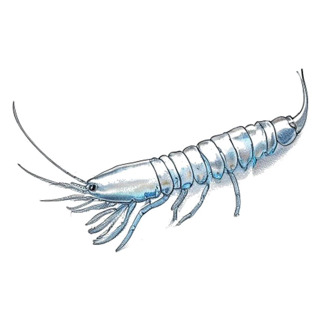 Blue sketch illustration of Amphipod