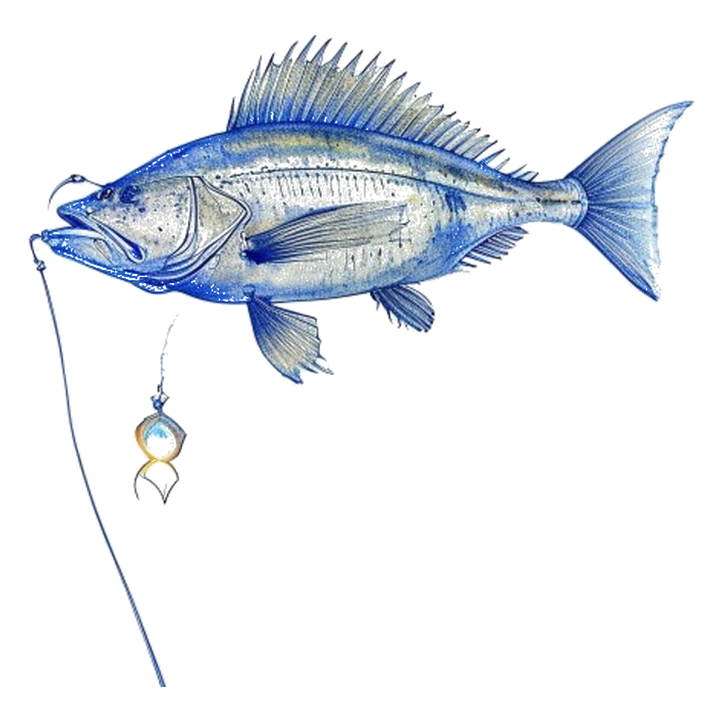 Blue sketch illustration of Anglerfish