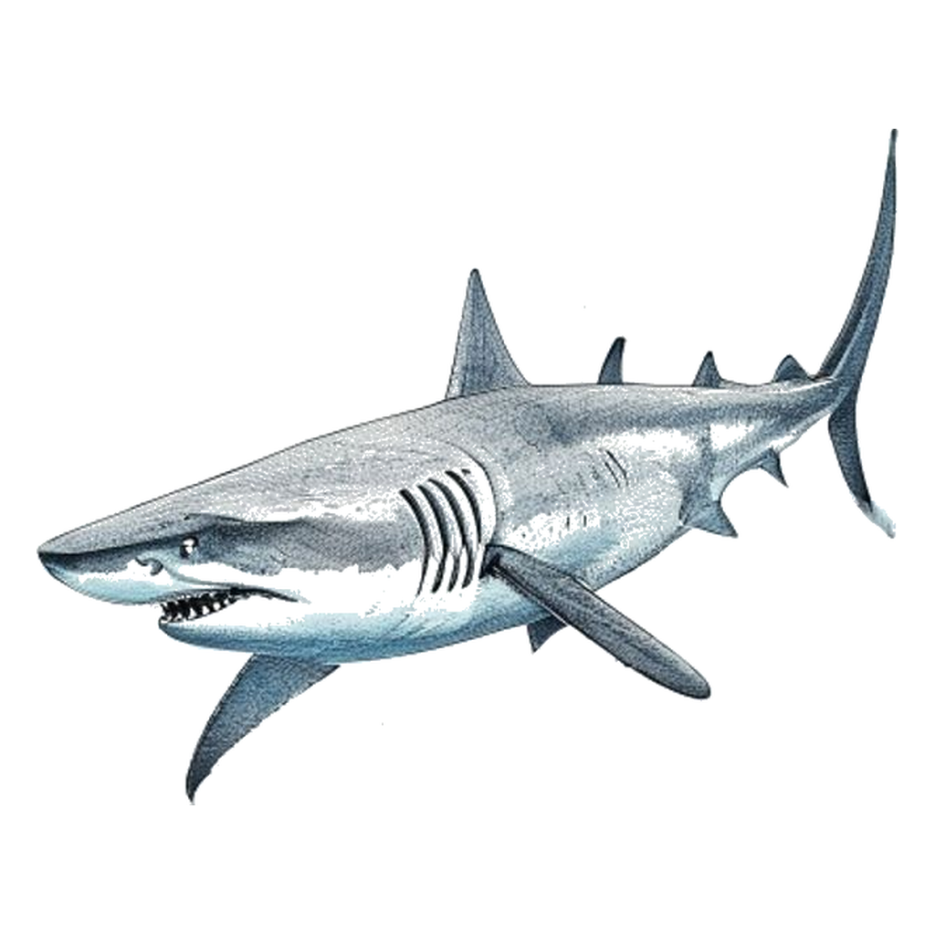 Blue sketch illustration of Basking shark