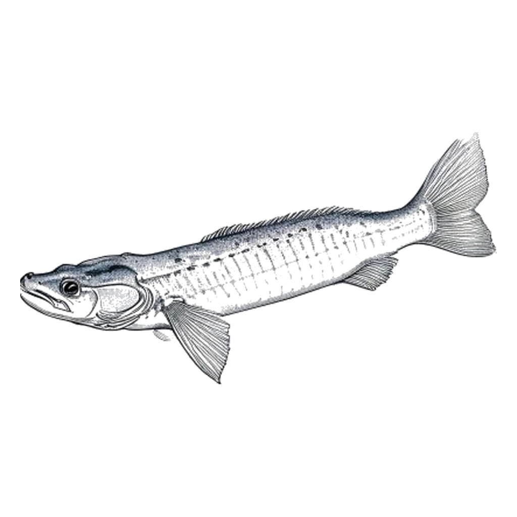 Blue sketch illustration of Bichir