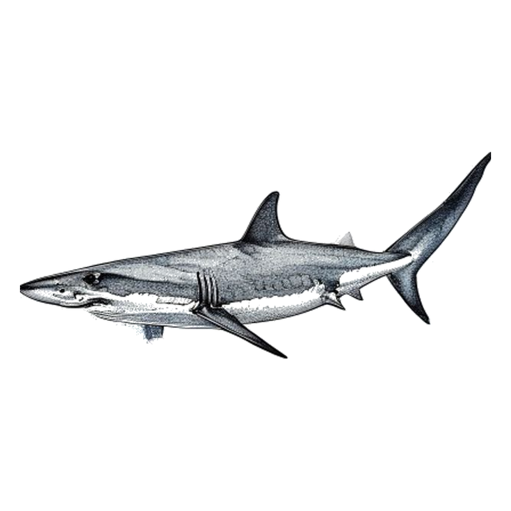 Blue sketch illustration of Blacktip shark