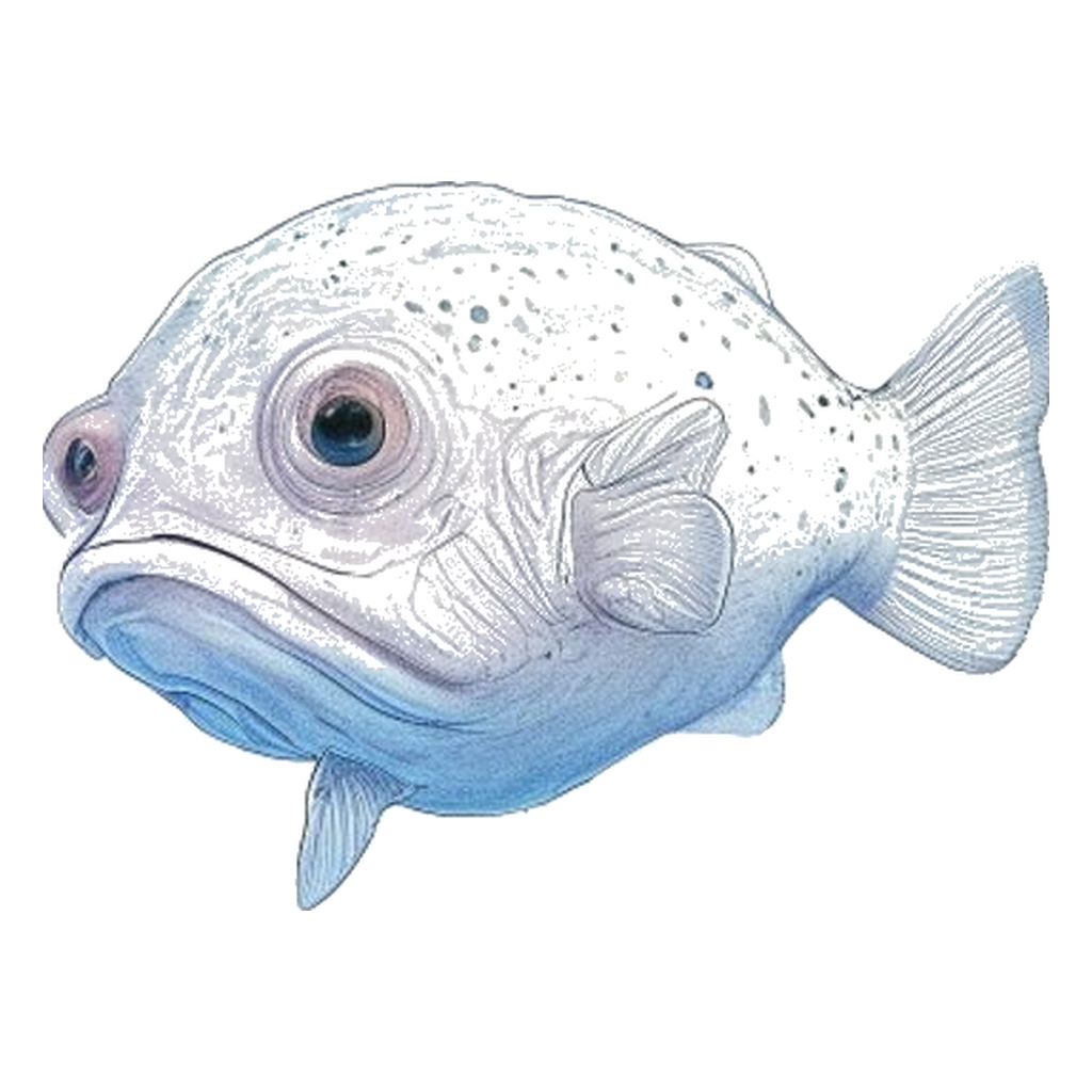 Blue sketch illustration of Blobfish