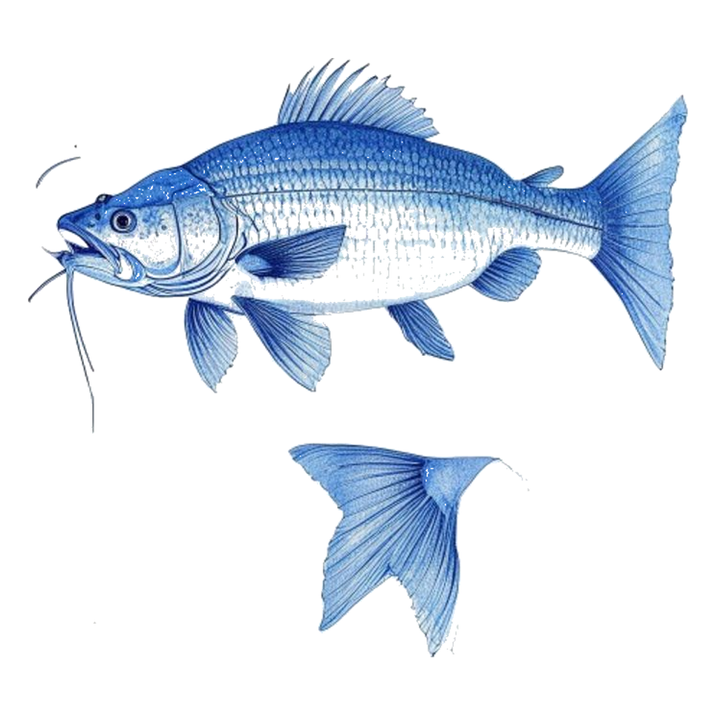 Blue sketch illustration of Blue catfish
