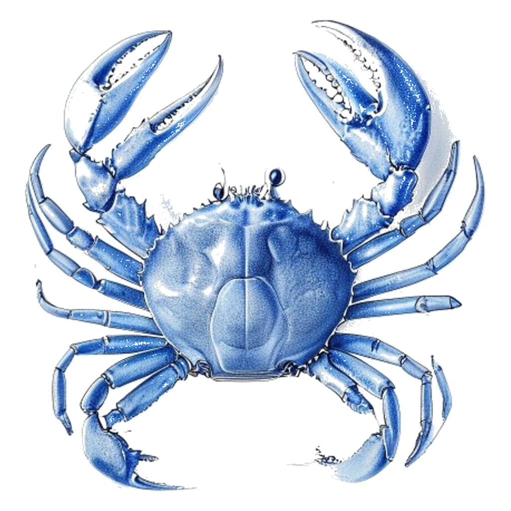 Blue sketch illustration of Blue crab