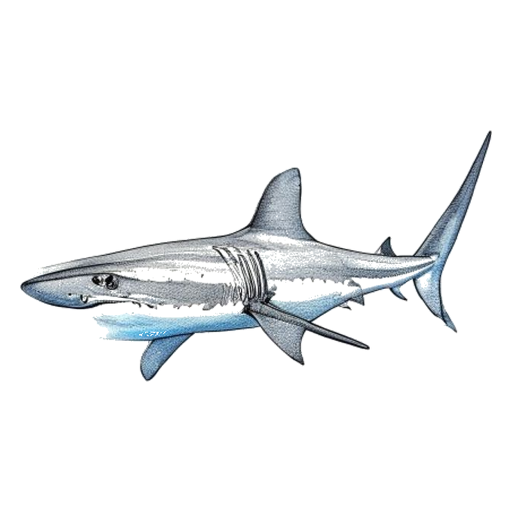 Blue sketch illustration of Bull shark
