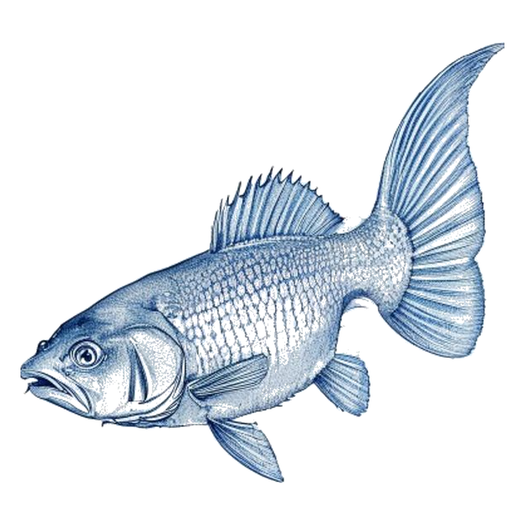 Blue sketch illustration of Channel catfish