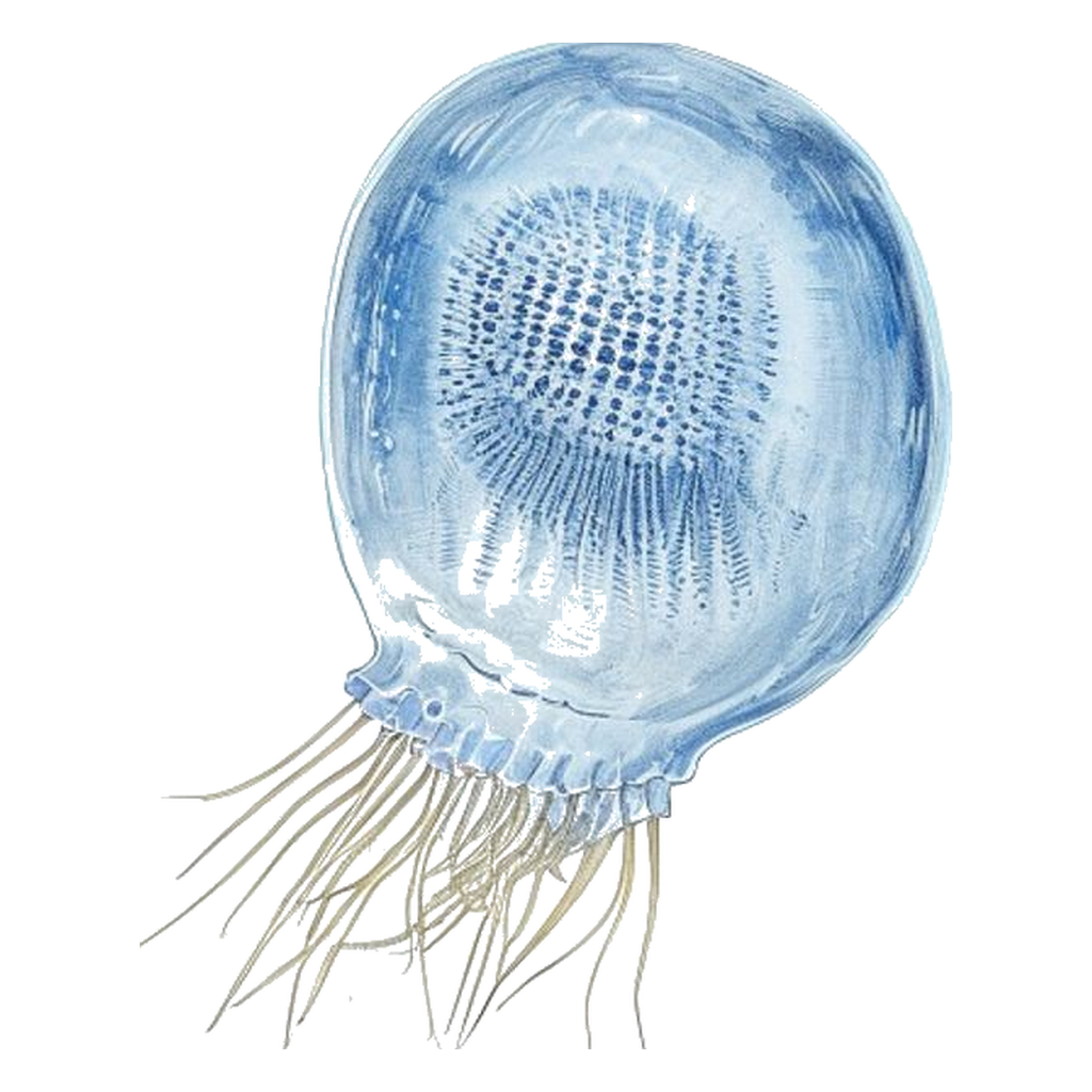 Blue sketch illustration of Comb jelly