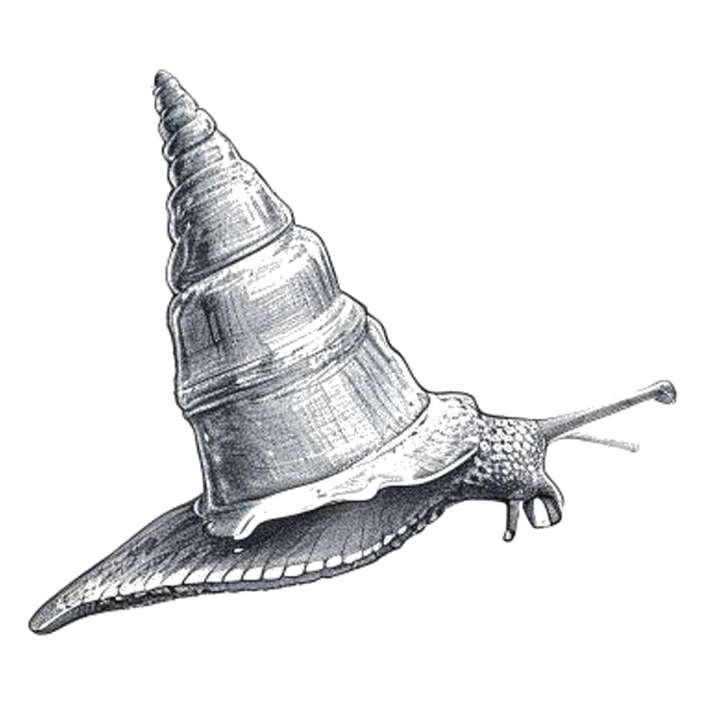 Blue sketch illustration of Cone snail