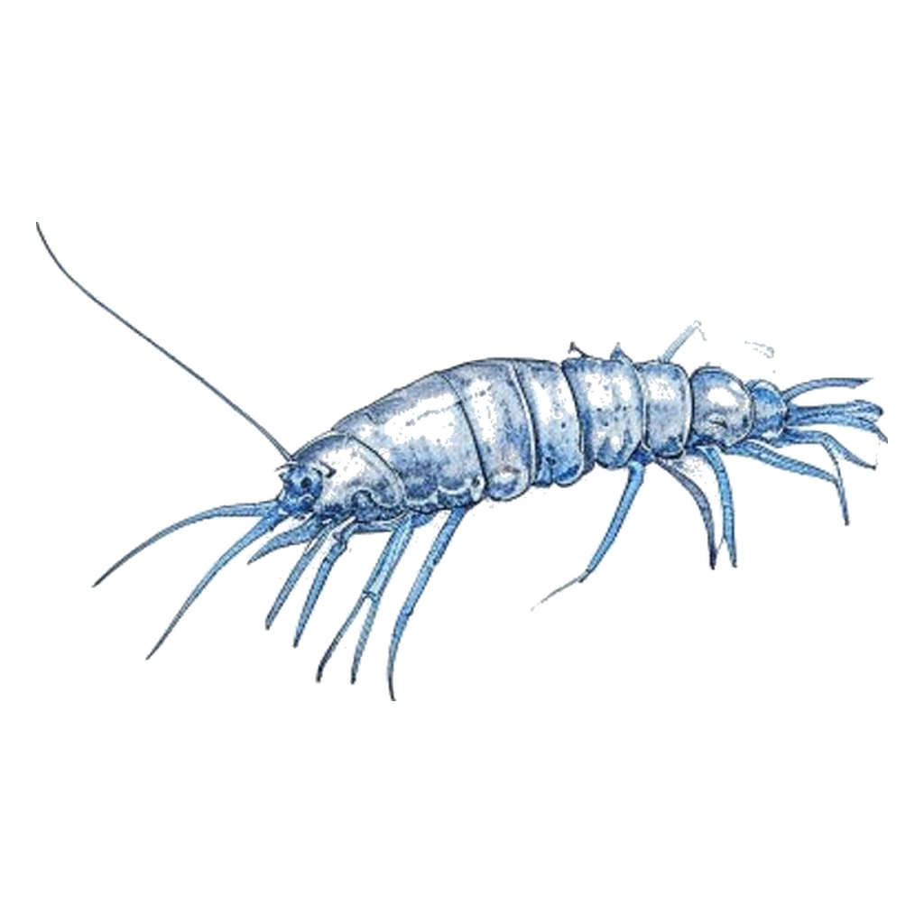 Blue sketch illustration of Copepod