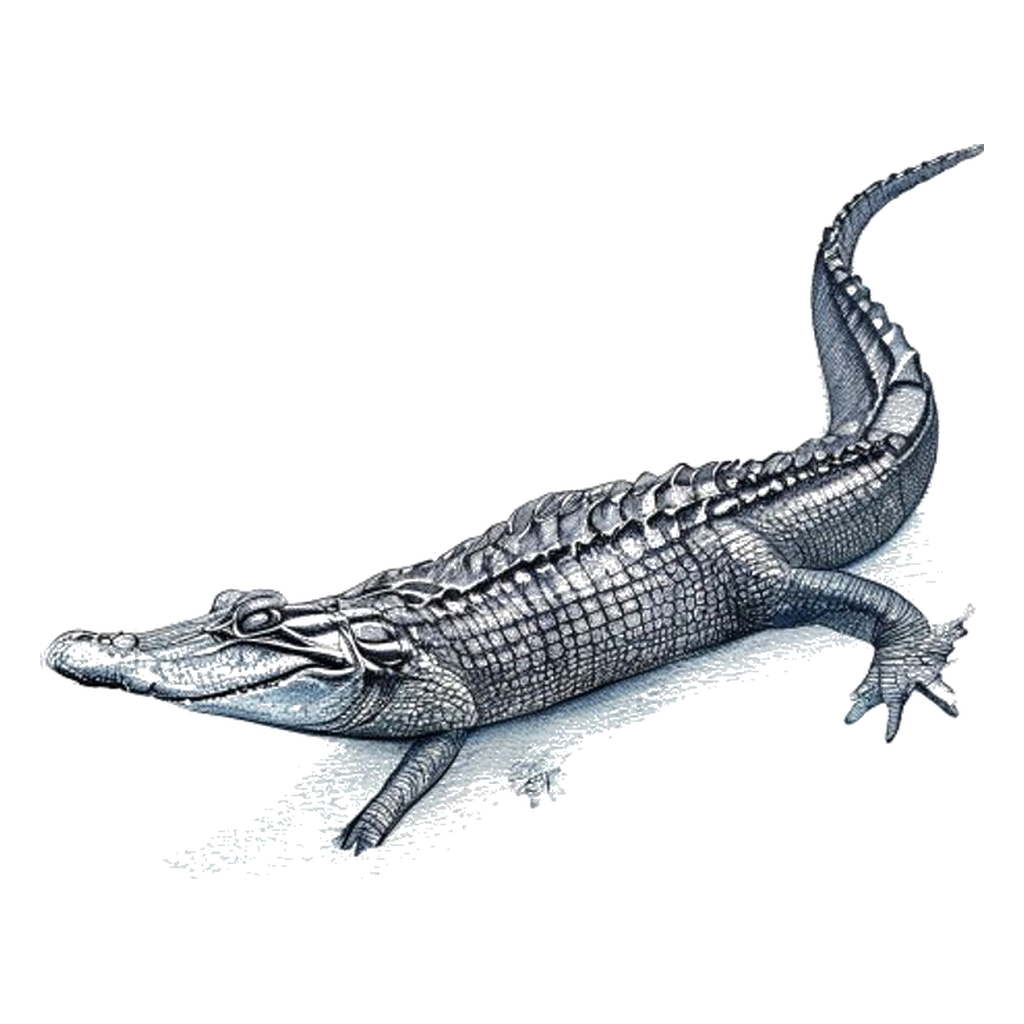 Blue sketch illustration of Crocodile