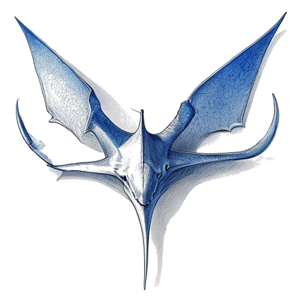 Blue sketch illustration of Devil ray