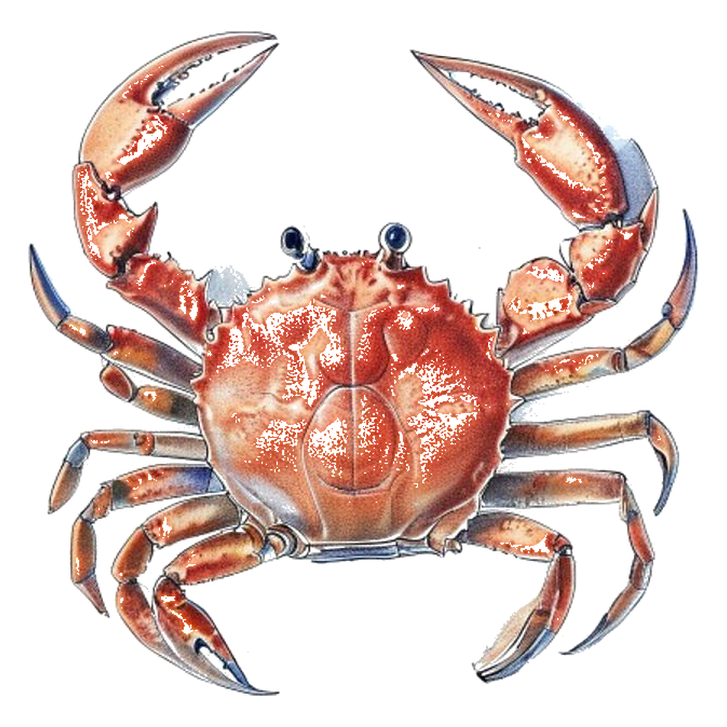 Blue sketch illustration of Dungeness crab