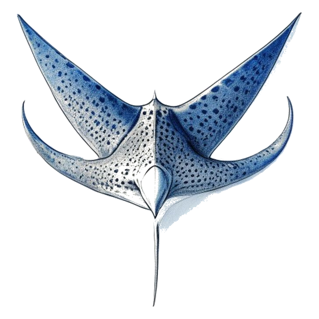 Blue sketch illustration of Eagle ray