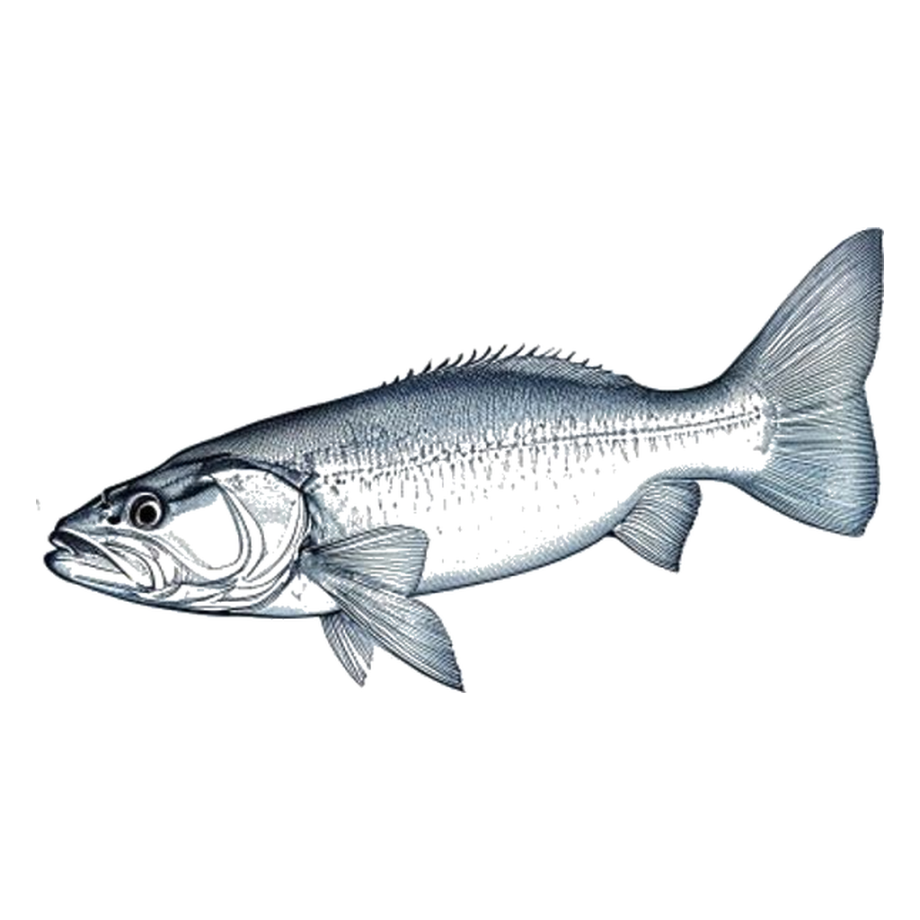 Blue sketch illustration of Flathead catfish