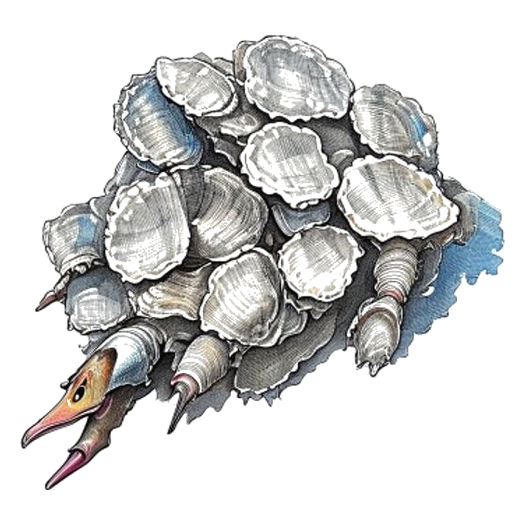Blue sketch illustration of Goose barnacle