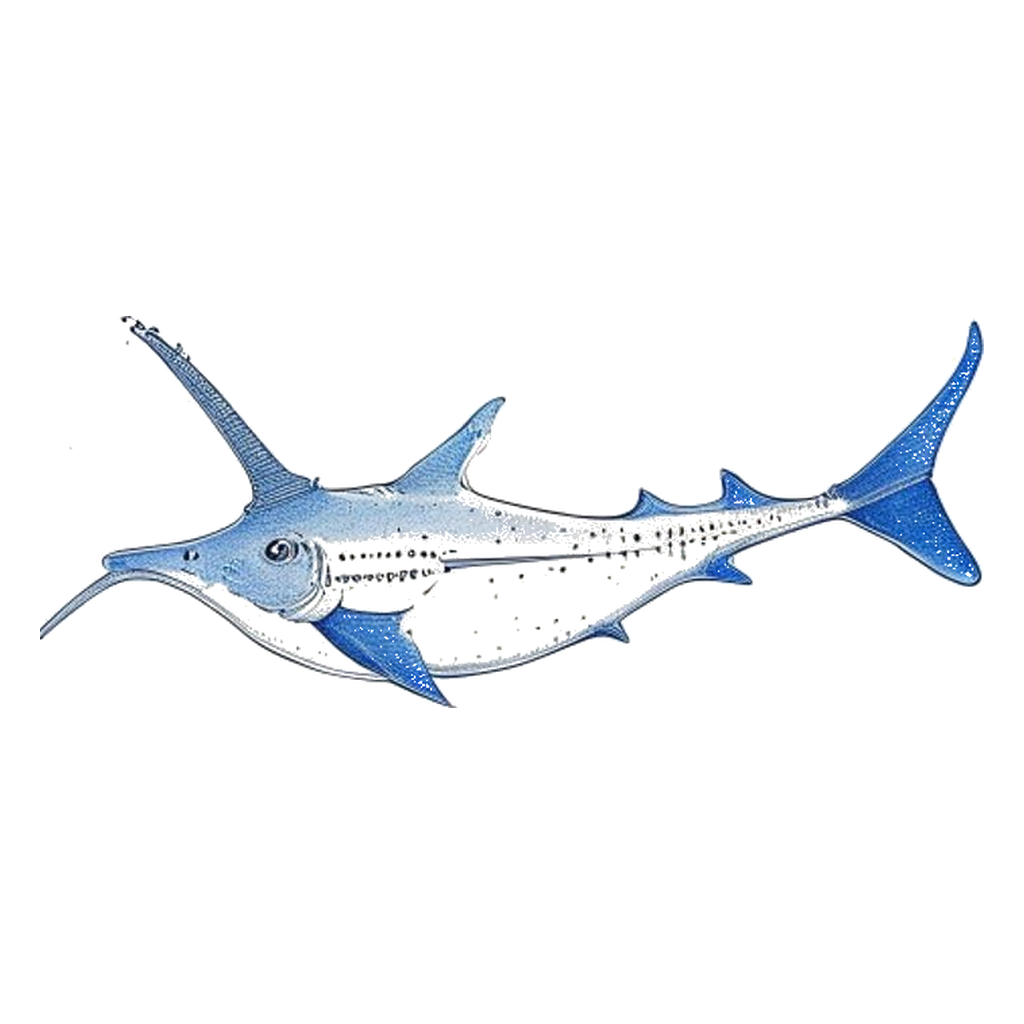 Blue sketch illustration of Guitarfish