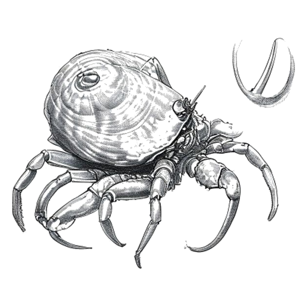 Blue sketch illustration of Hermit crab