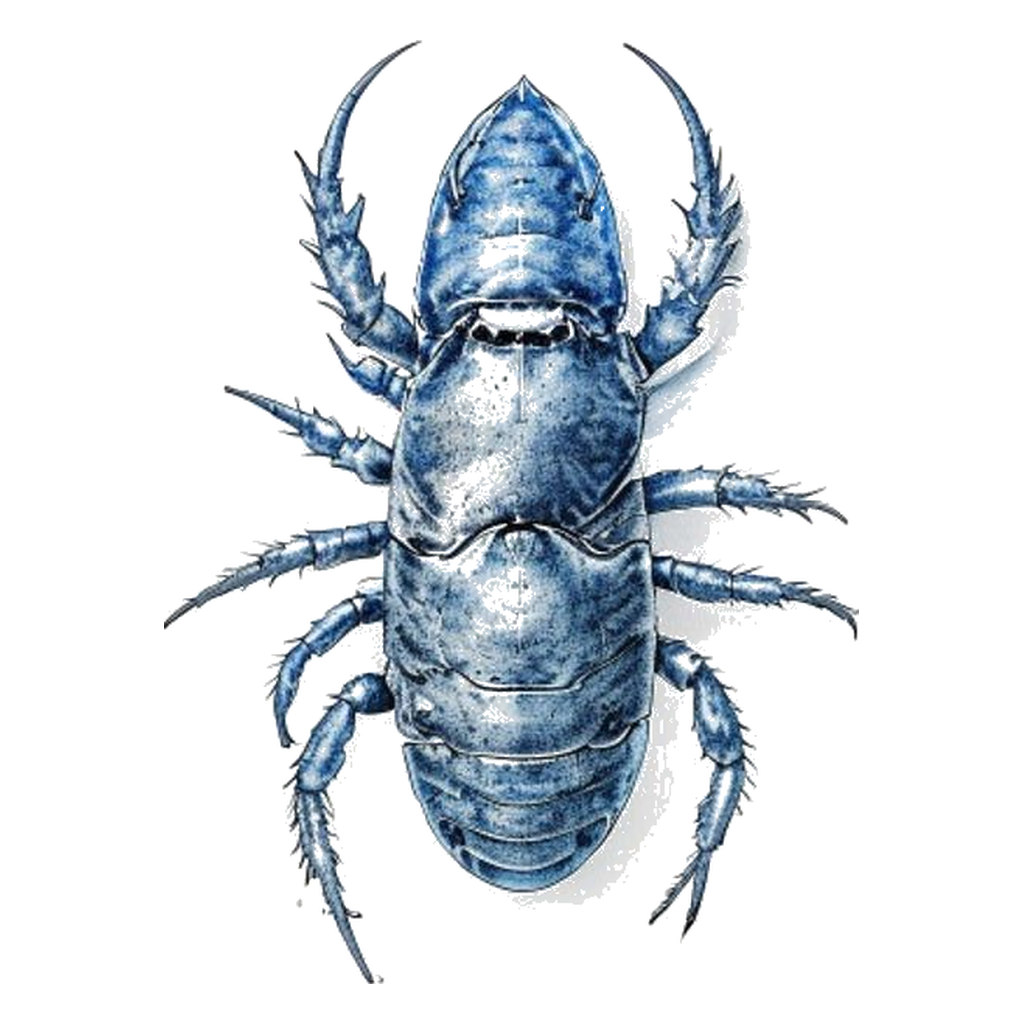 Blue sketch illustration of Isopod