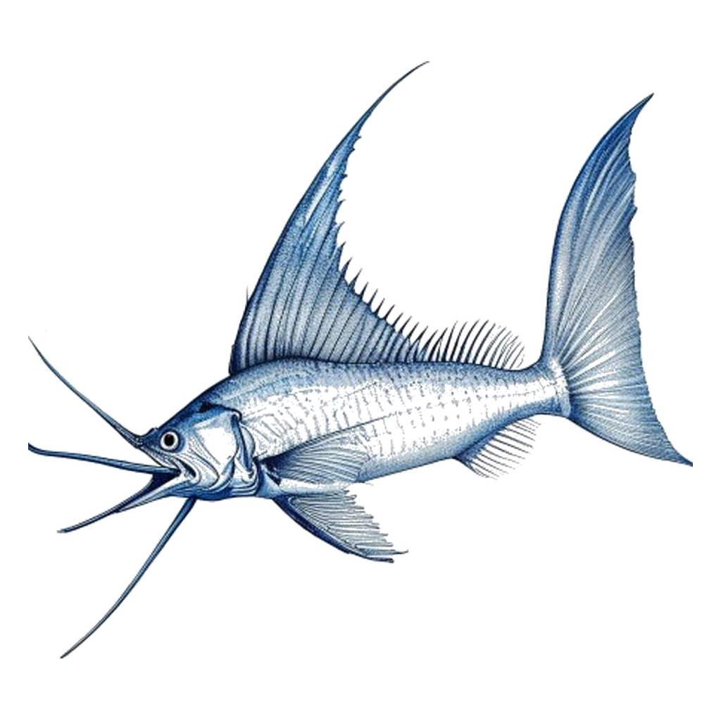 Blue sketch illustration of Lancetfish