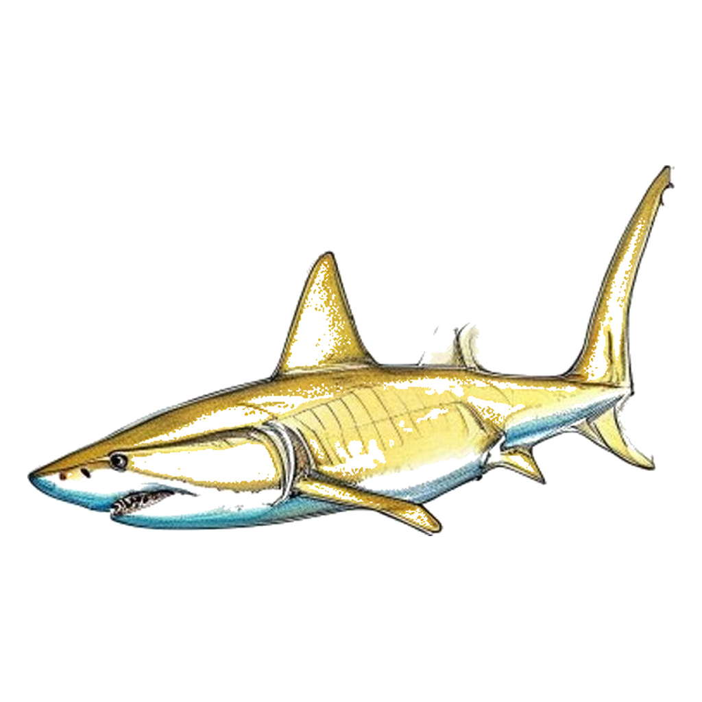 Blue sketch illustration of Lemon shark
