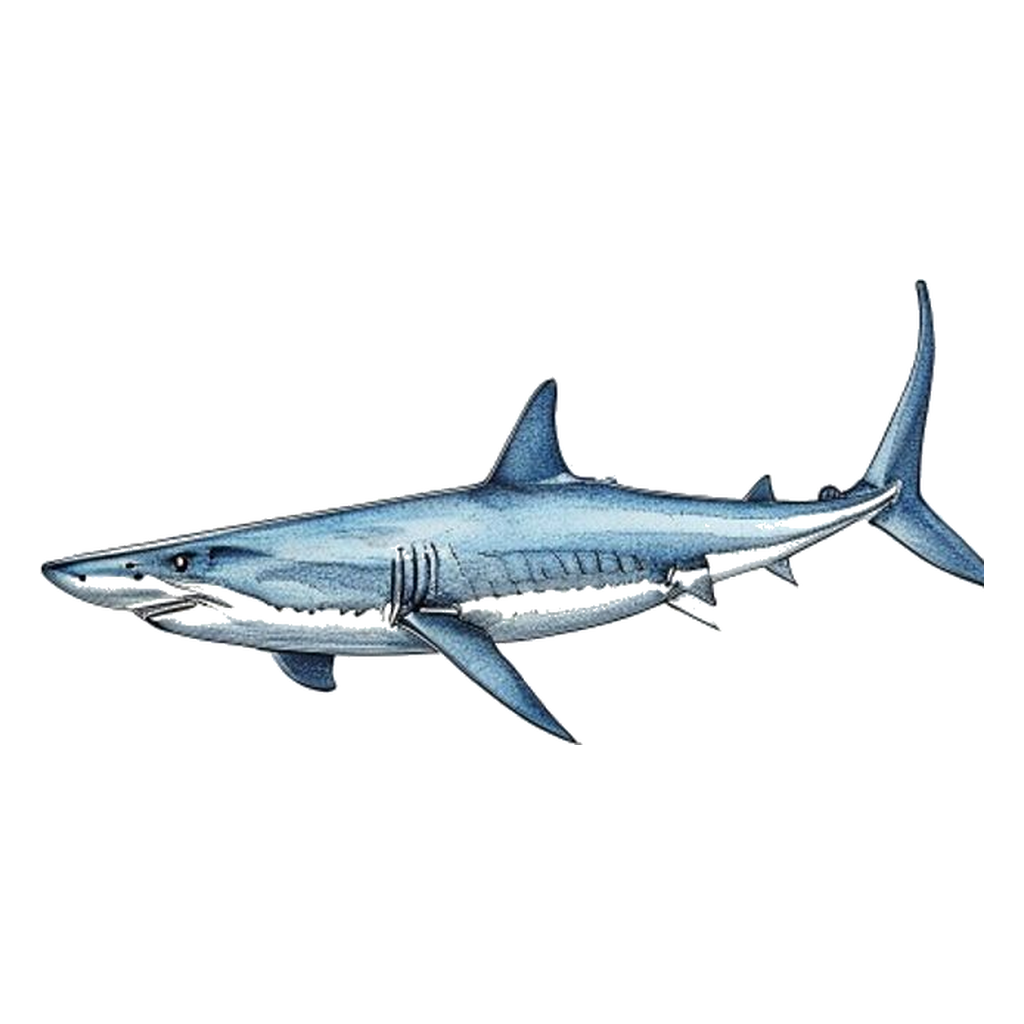 Blue sketch illustration of Mako shark