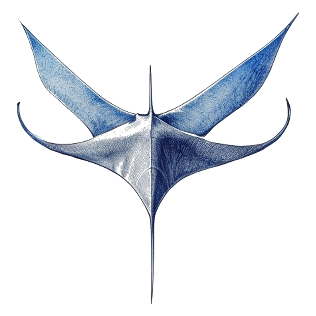 Blue sketch illustration of Manta ray