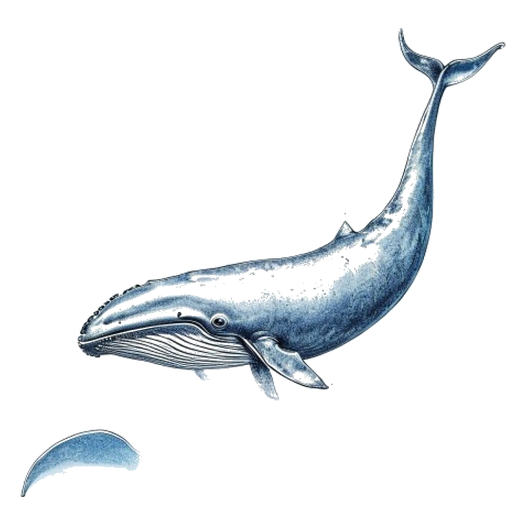 Blue sketch illustration of Narwhal
