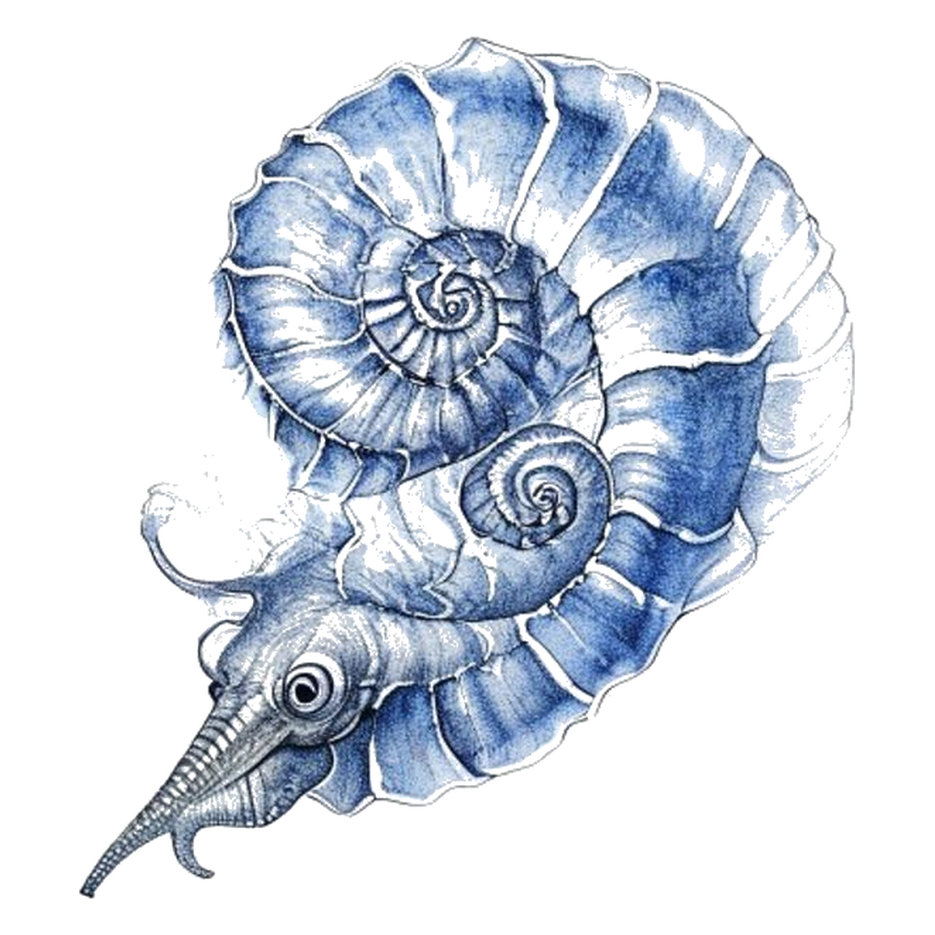 Blue sketch illustration of Nautilus