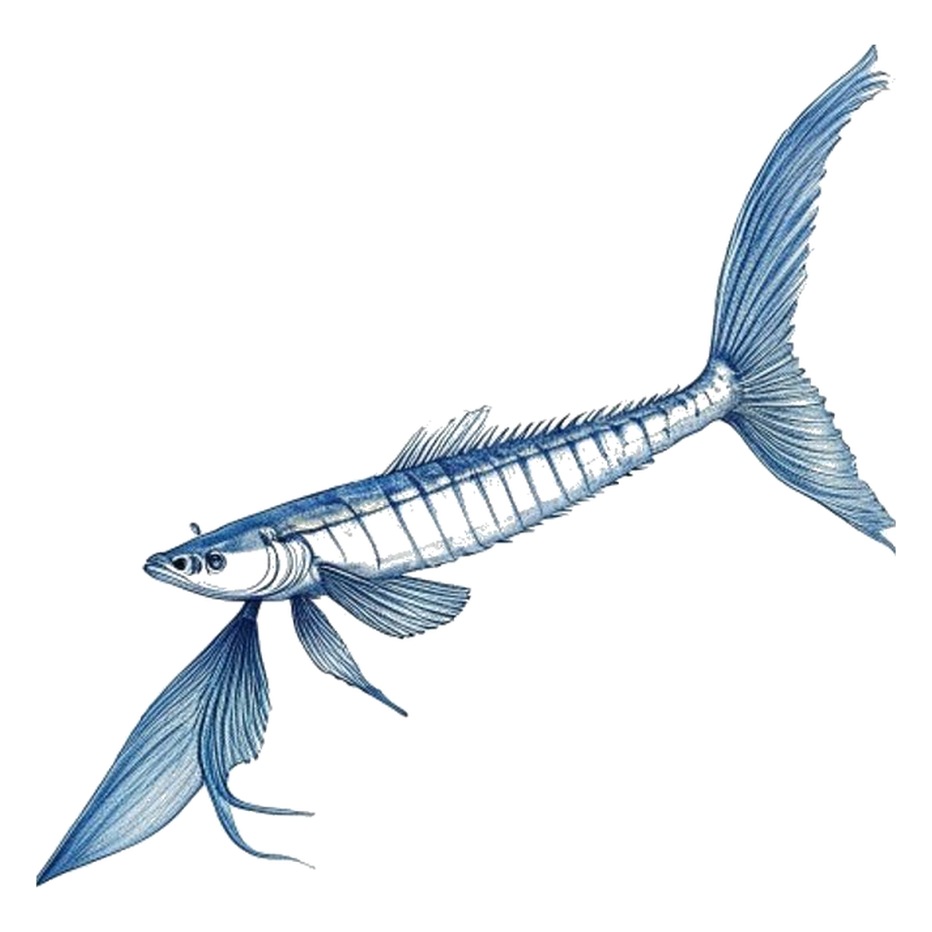 Blue sketch illustration of Oarfish