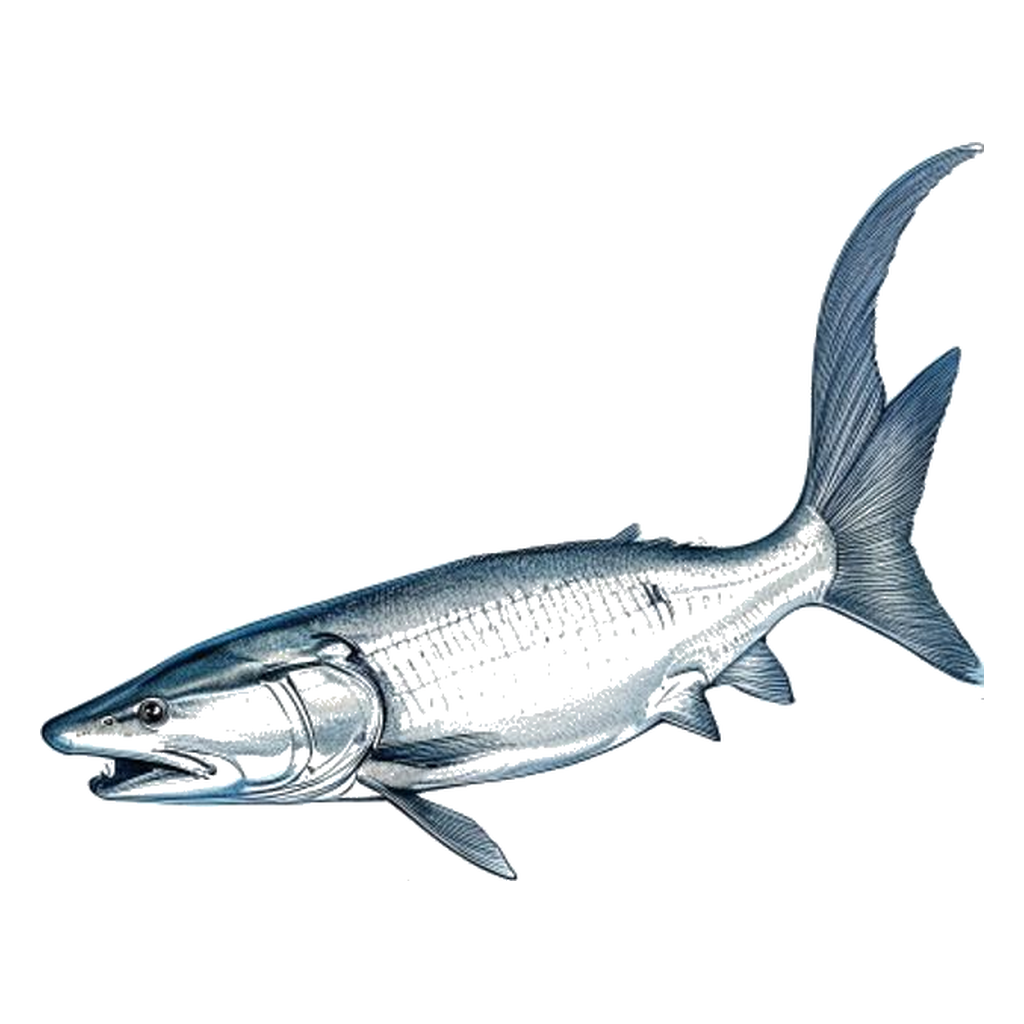 Blue sketch illustration of Pangasius