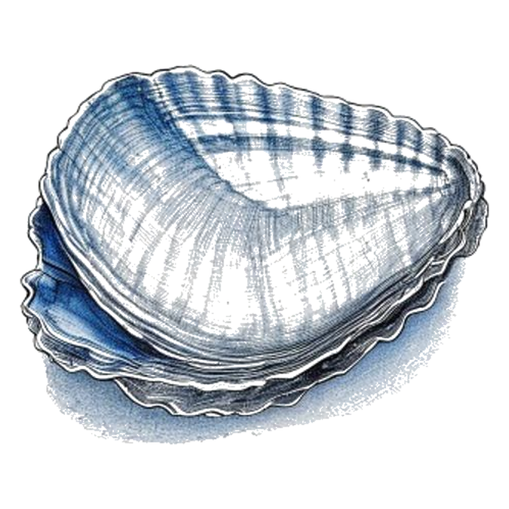 Blue sketch illustration of Quahog