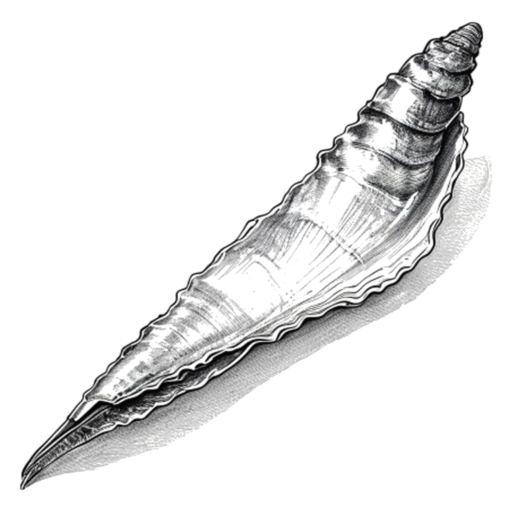 Blue sketch illustration of Razor clam