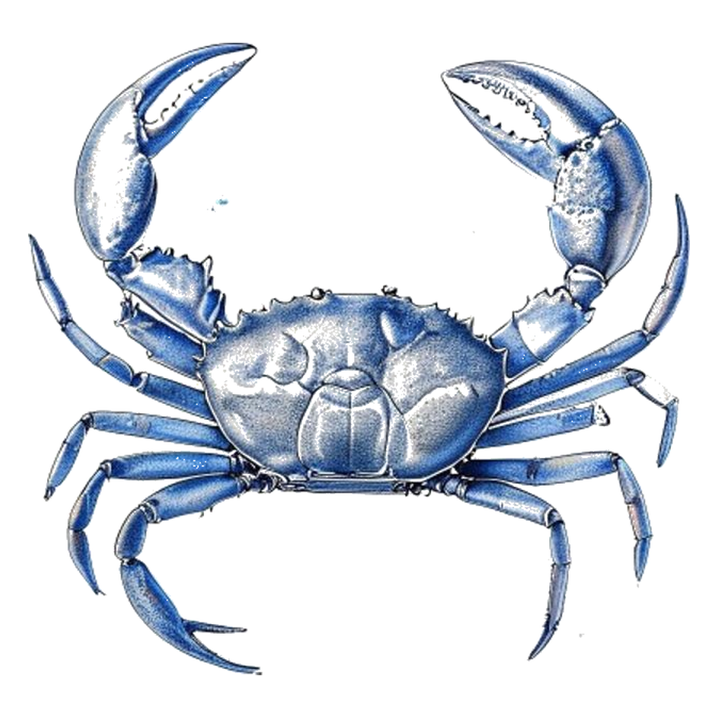 Blue sketch illustration of Rock crab