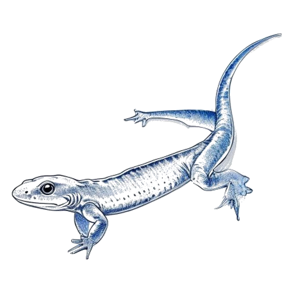 Blue sketch illustration of Salamander