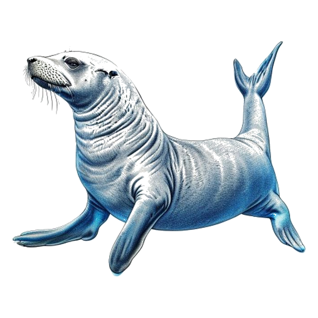 Blue sketch illustration of Sea lion