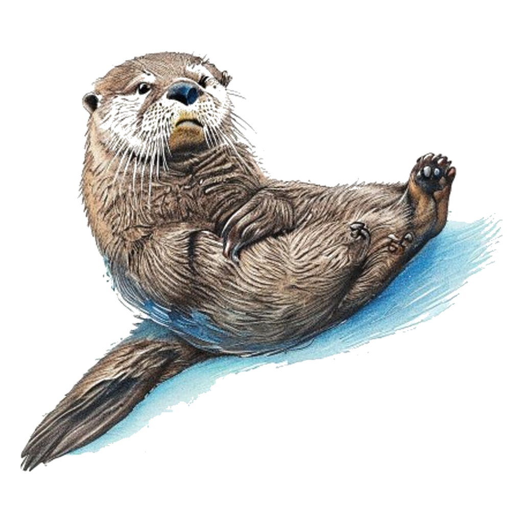 Blue sketch illustration of Sea otter