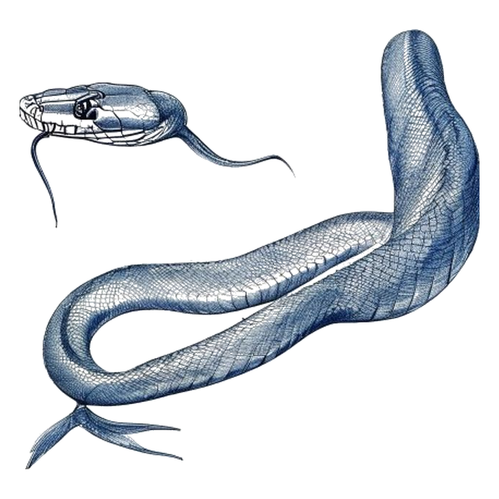 Blue sketch illustration of Sea snake