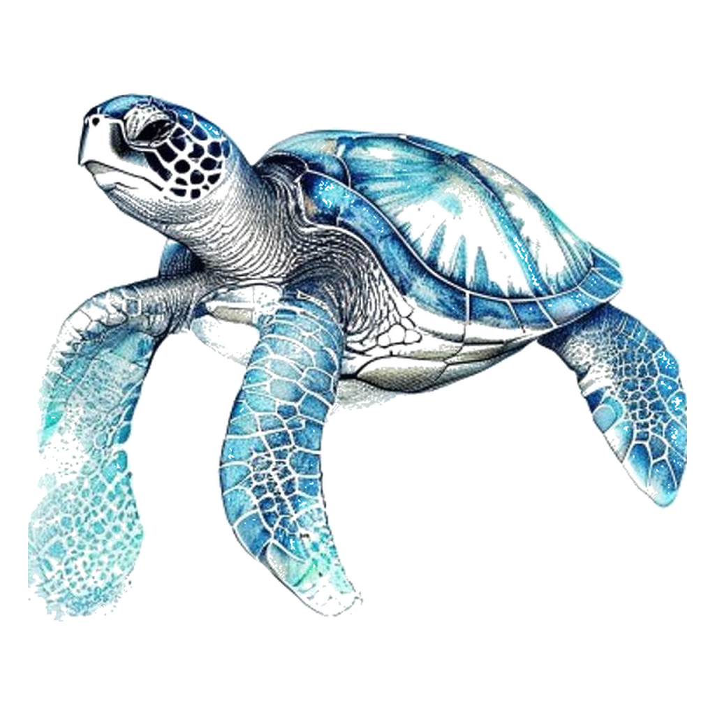 Blue sketch illustration of Sea turtle