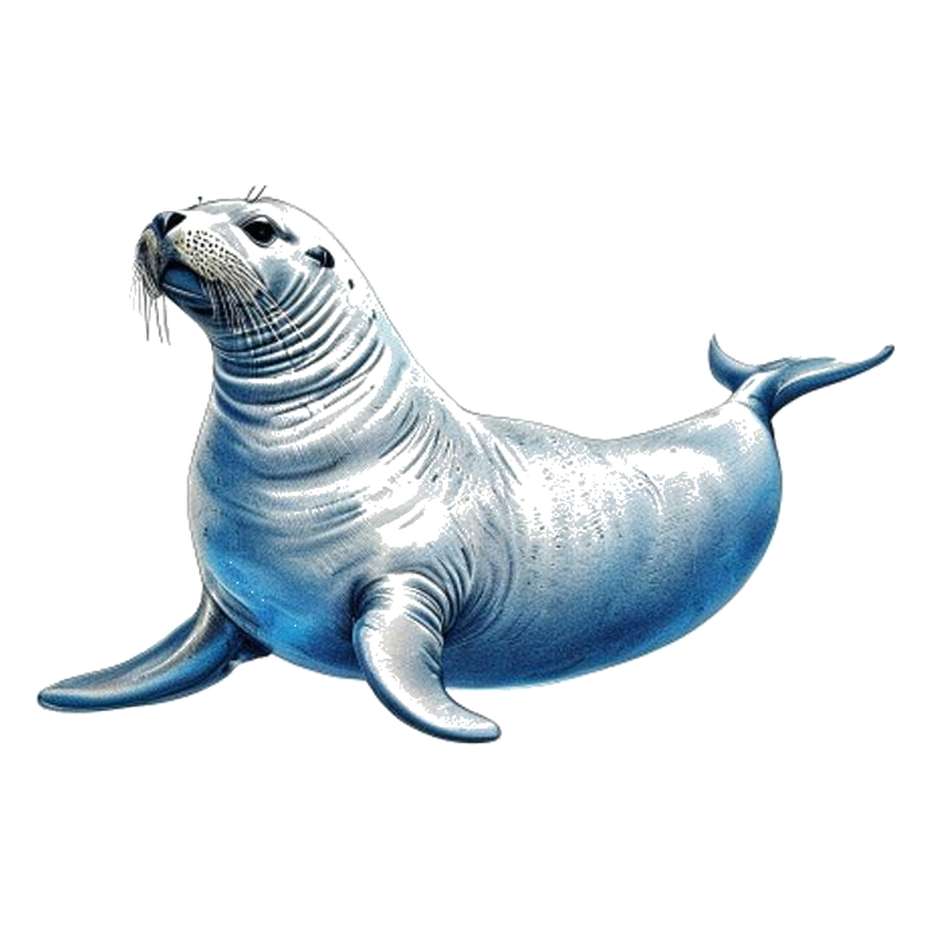 Blue sketch illustration of Seal