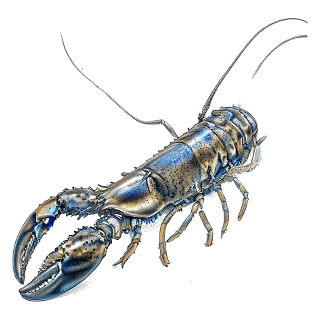 Blue sketch illustration of Spiny lobster