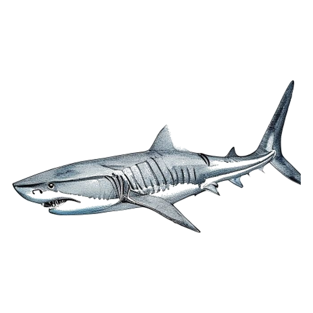 Blue sketch illustration of Tiger shark