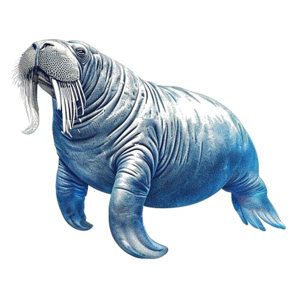 Blue sketch illustration of Walrus