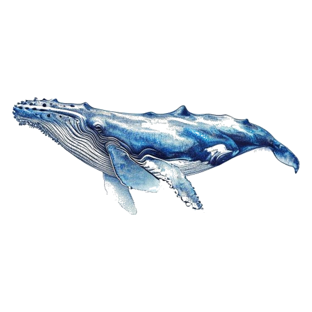 Blue sketch illustration of Whale
